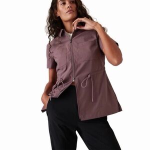 Athleta Advantage Cinch Tee Top Abrasion Resistant UPF Women's Medium Purple